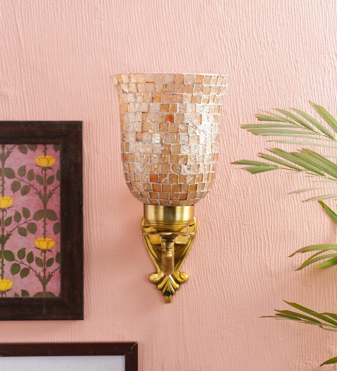 Buy Brown Brass and Glass Wall Light by ASTRAL Online Traditional Wall Sconces Wall Lights