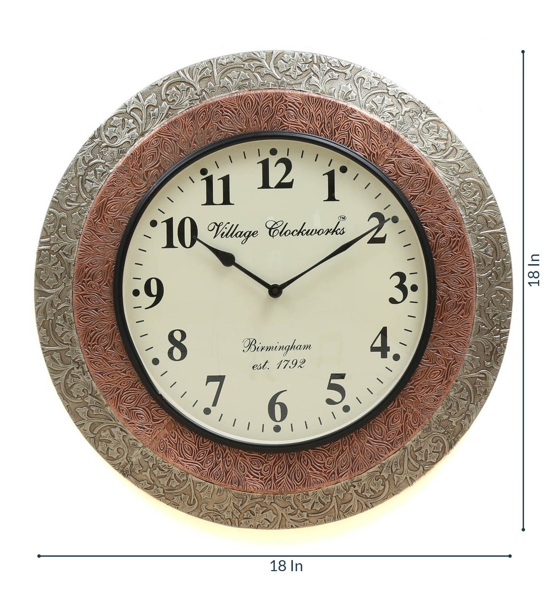 Buy Brown Brass Round Analog Wall Clock by Craft Tree Online