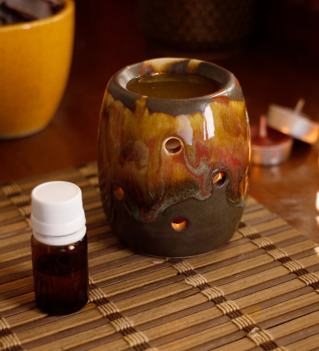 Buy Brown Ceramic Aroma diffuser by Lyallpur Stores Online Diffusers