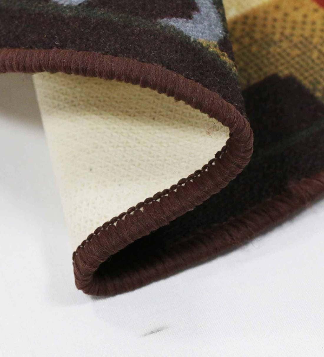 Buy Brown Nylon Checkered 2.5 x 2.5 Feet Machine Made Carpet by Status