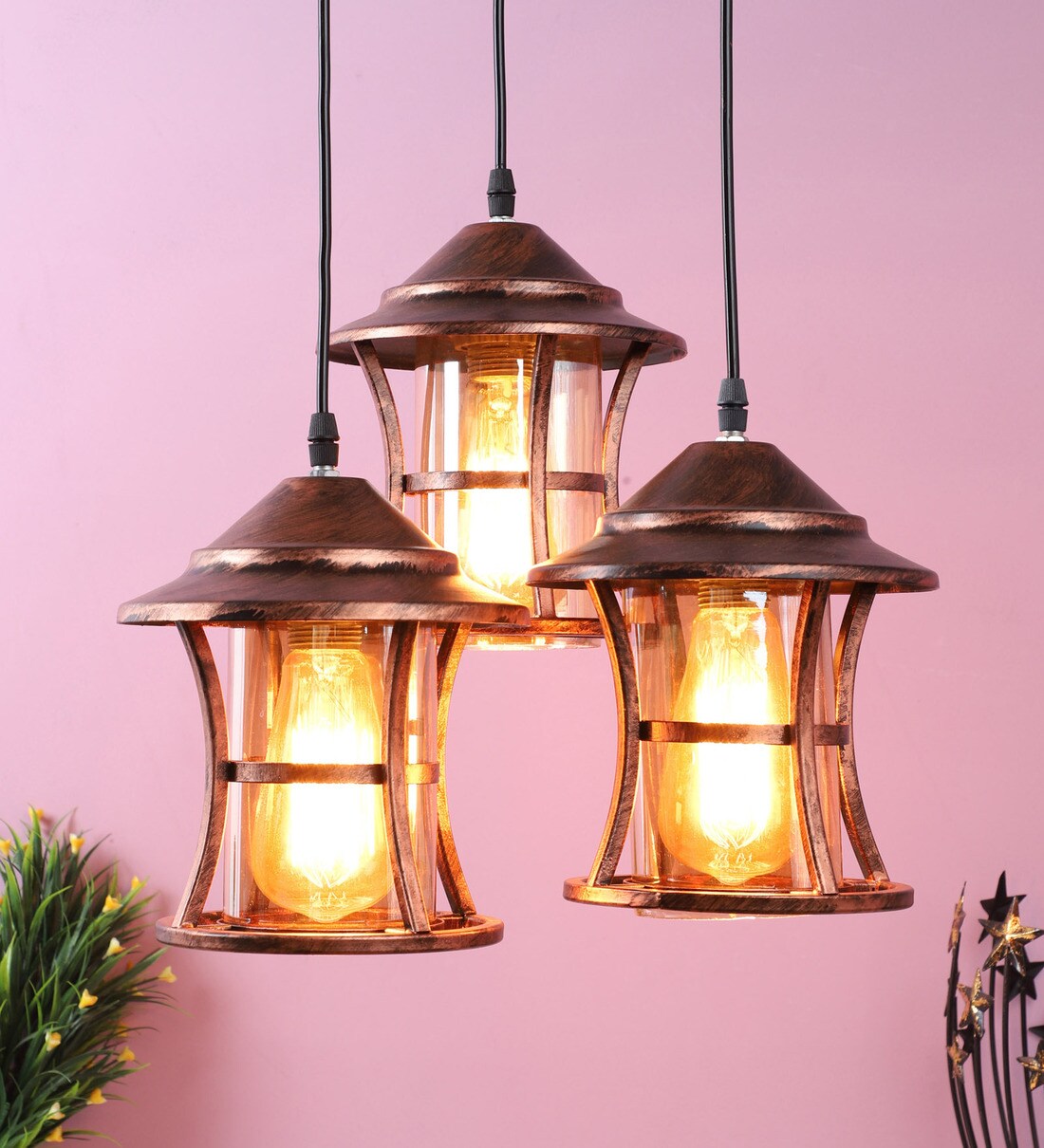 Braco Brown copper Cluster Hanging Light