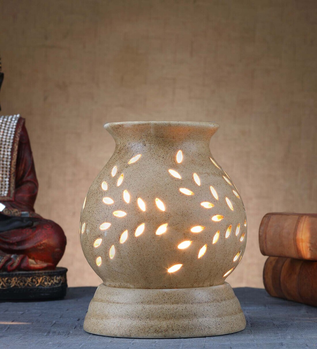 Buy Brown Electric Oil Warmer with 4 Assorted Fragrance Oils by EKAM