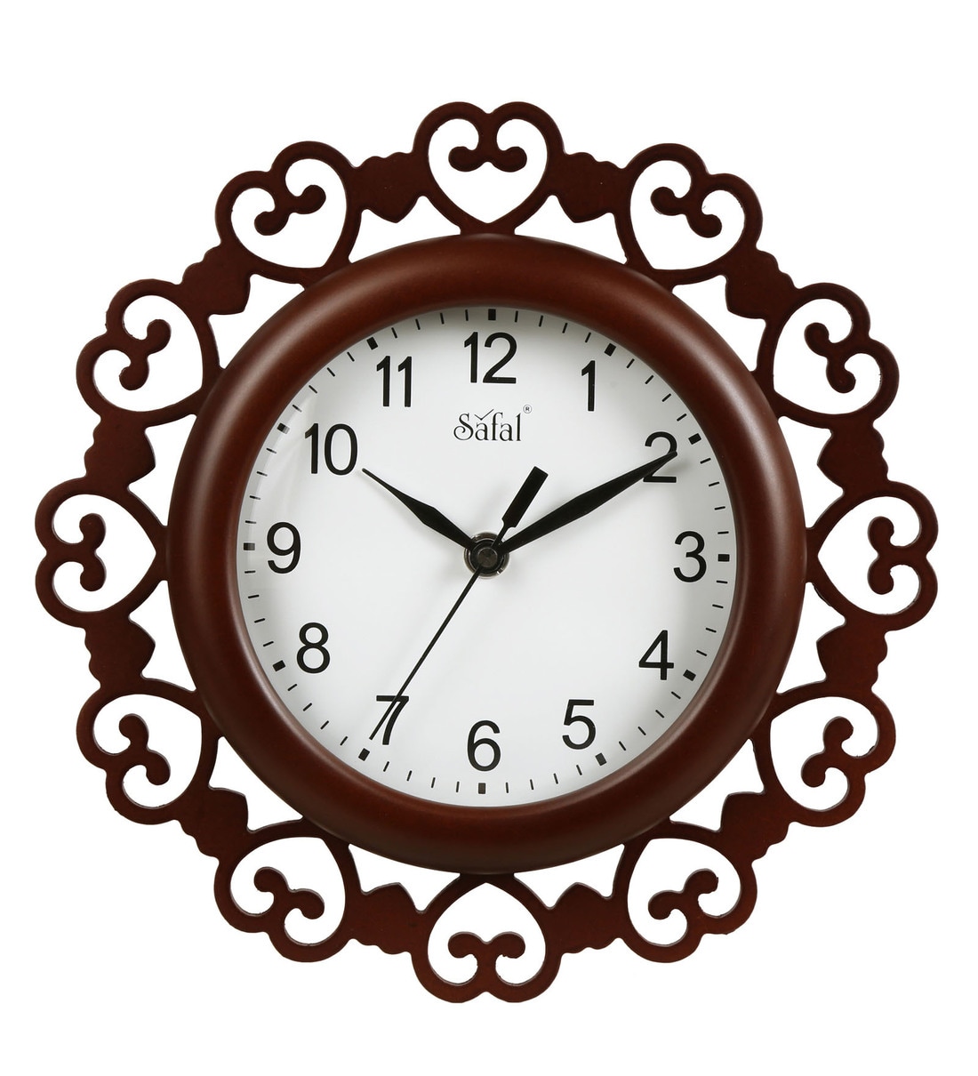 Buy Brown Solid Wood Analog Wall Clock by Safal Quartz Online Modern