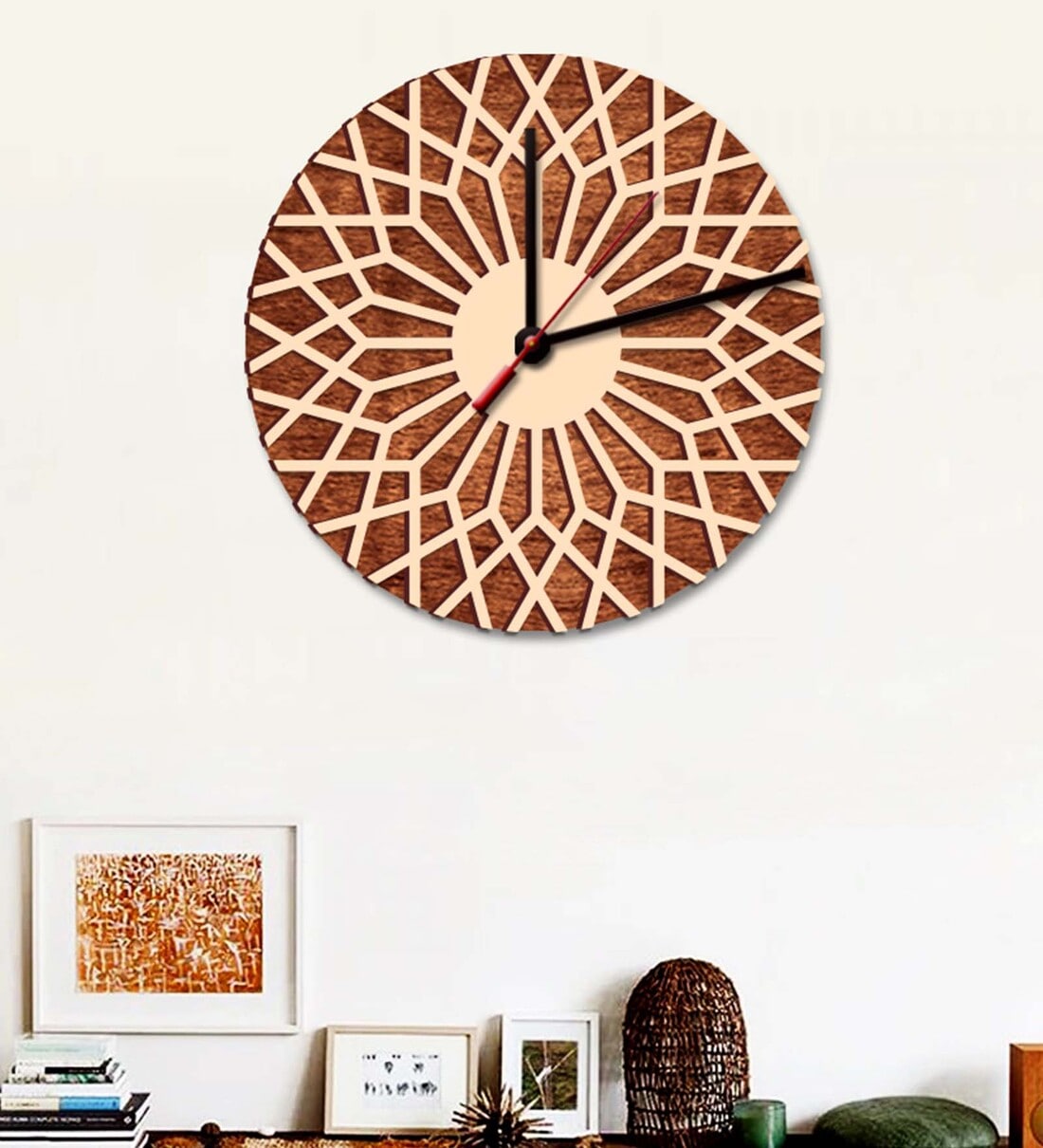 Buy Brown Engineered Wood Analog Wall Clock By WallMantra at 42 OFF by