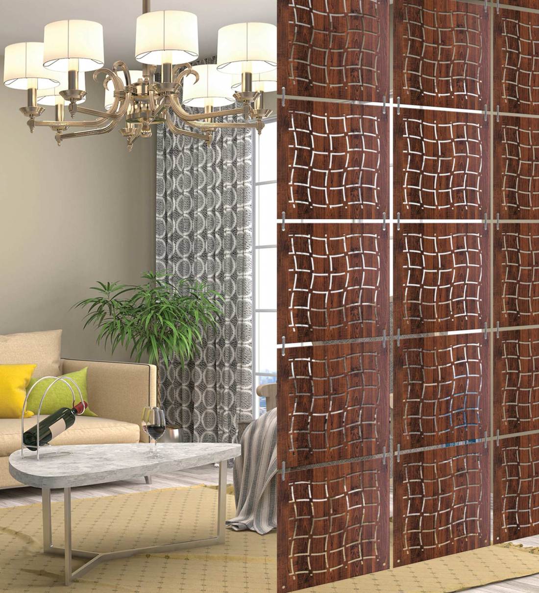 Buy Brown Engineered Wood Set of 10 Hanging Room Divider by Halos