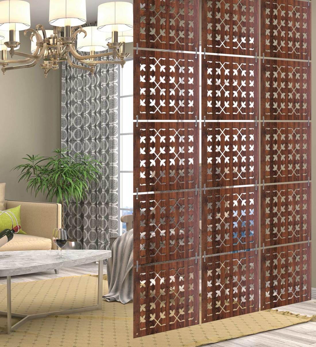 Buy Brown Engineered Wood Set Of 10 Hanging Room Divider By Halos Online Hanging Screen