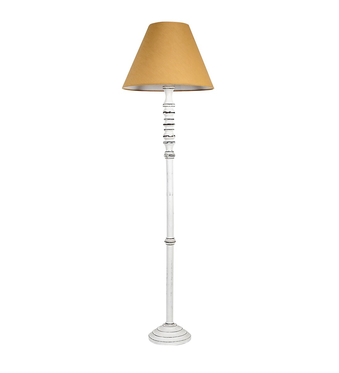 Buy Brown Fabric Shade Floor Lamp with White Base by Craftter Online