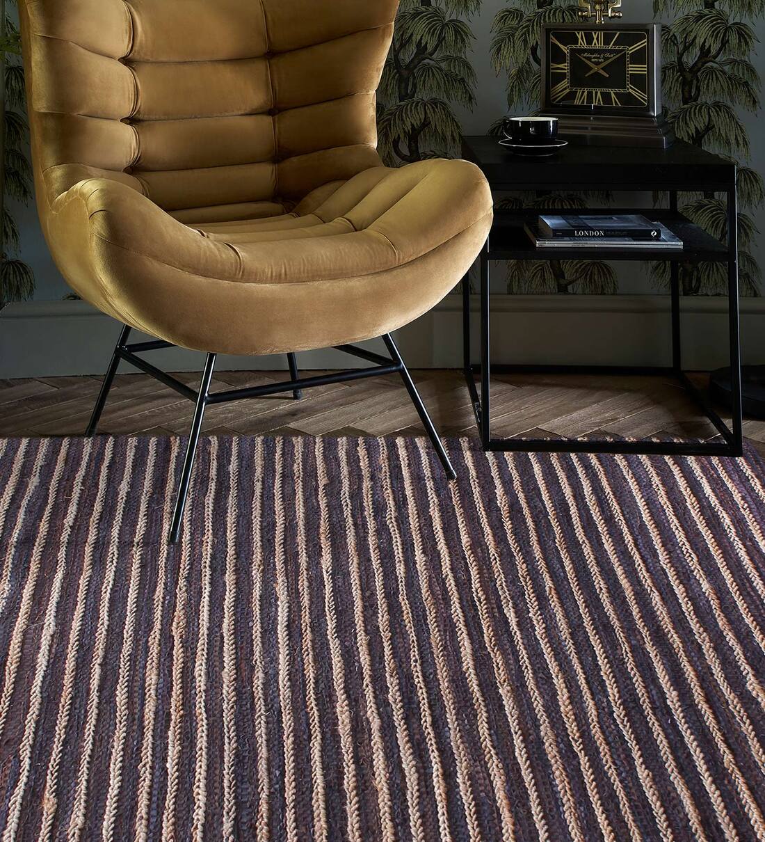 Buy Brown Leather Abstract 4 x 6 Feet Hand Woven Carpet by The Rug