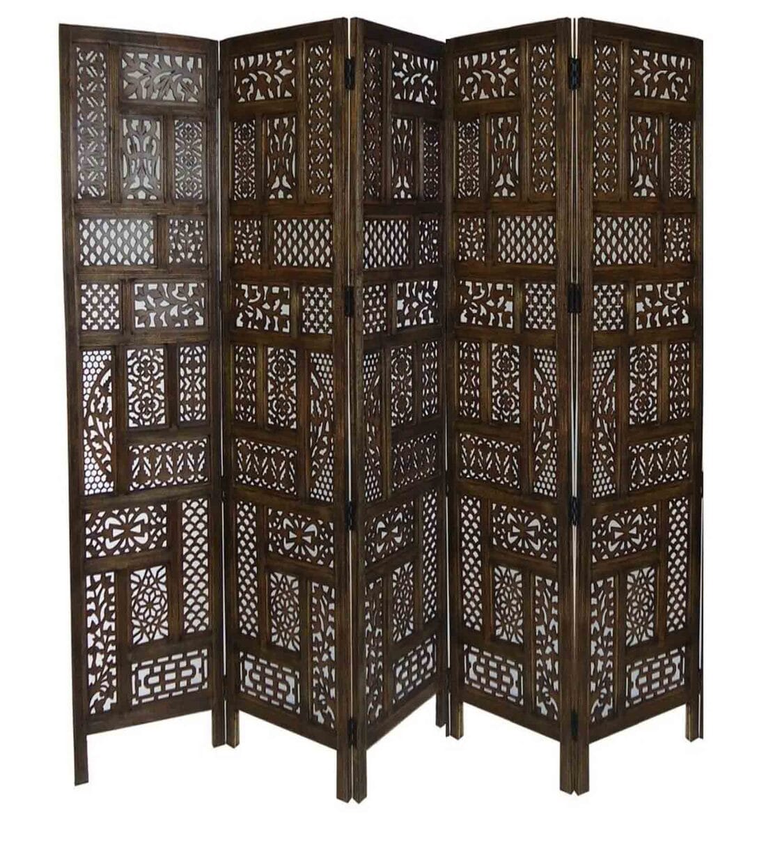 Buy Brown Mango Wood And MDF Handmade Room Dividers (Set Of 5) Online