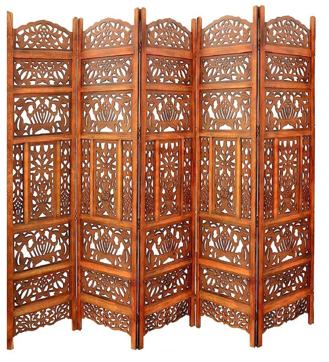 Buy Brown Mango Wood And MDF Handmade Room Dividers (Set Of 5) Online