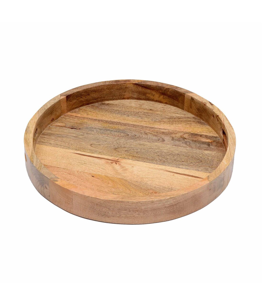 Buy Mango Wood Round Serving Tray by Natural Furnish Online Serving