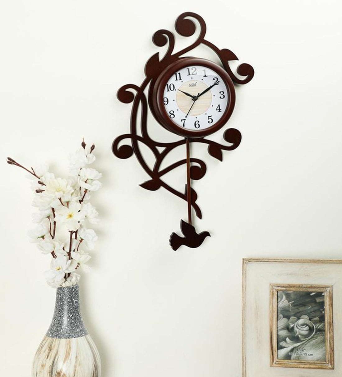 Buy Brown Mdf Artistic Pendulum Wall Clock By Safal Quartz