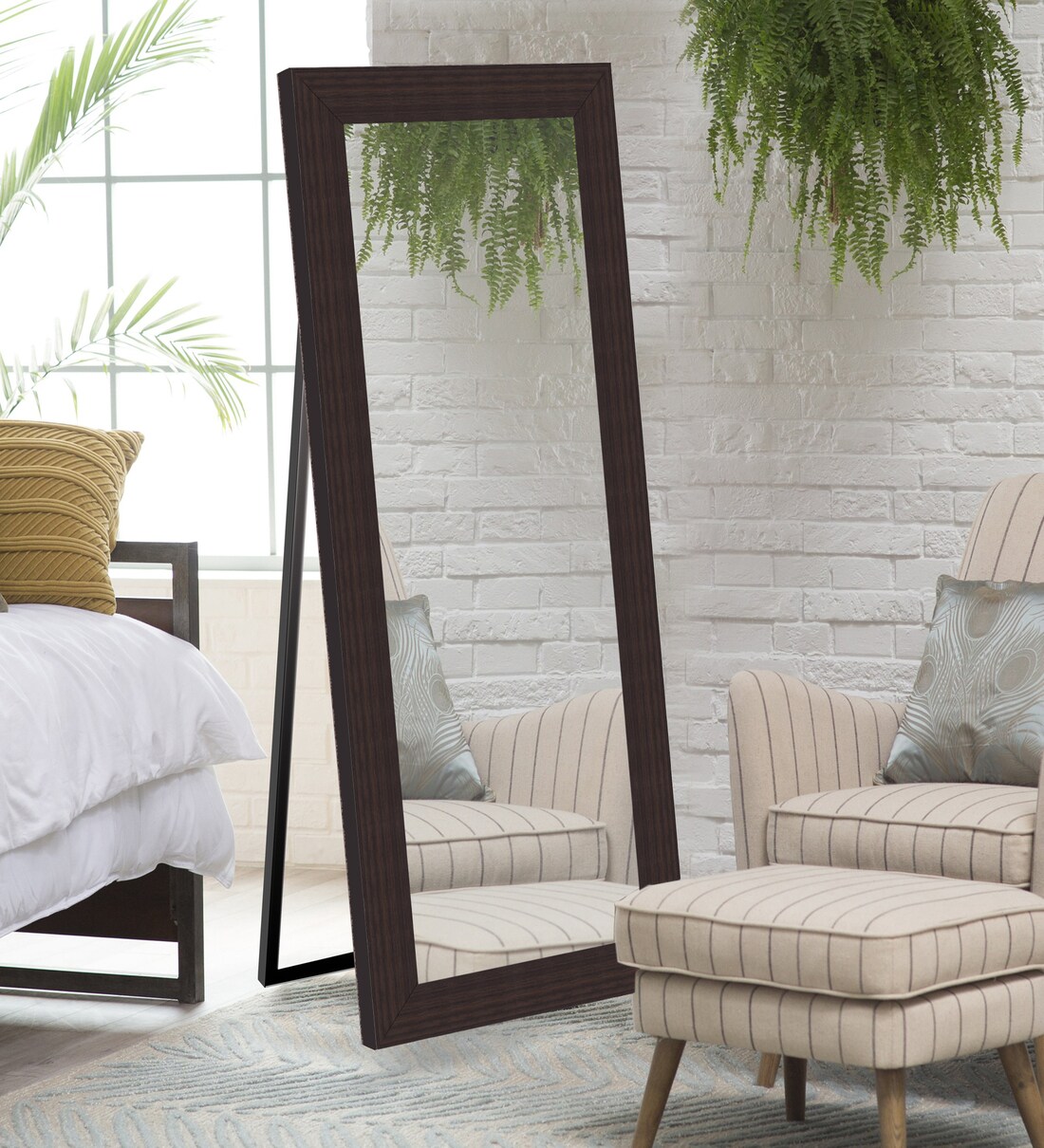 Buy Engineered Wood Full Length Mirror in Brown colour by Elegant Arts & Frames Online Full