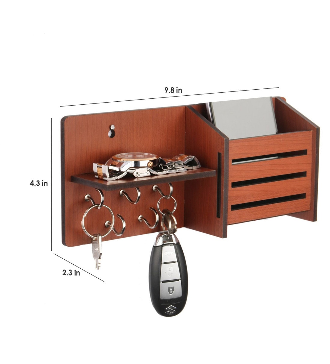 Buy Brown MDF SideShelf Pocket Key Holder by Sehaz Artworks Online