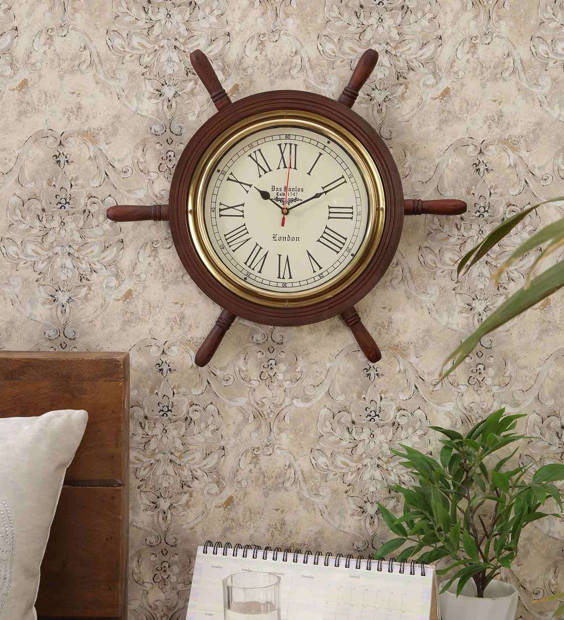 Buy Brown Engineered Wood Analog Wall Clock by Mad Over Decor Online