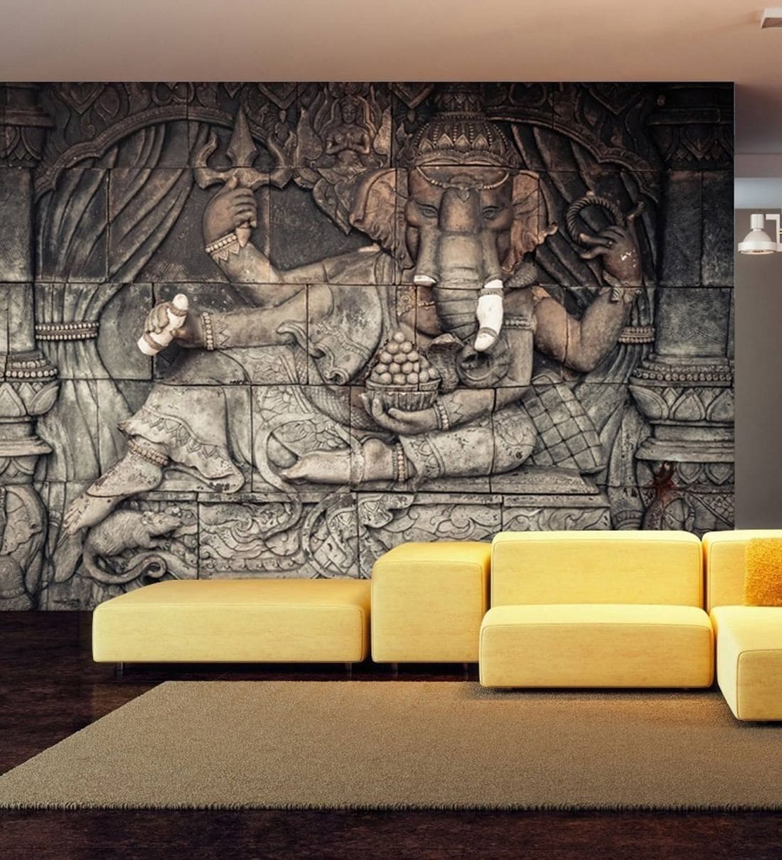 Buy Brown Non Wooven Paper 3D Lord Ganesha Mural Wallpaper by 999Store  Online - 3D Wallpapers - Wallpapers - Furnishings - Pepperfry Product