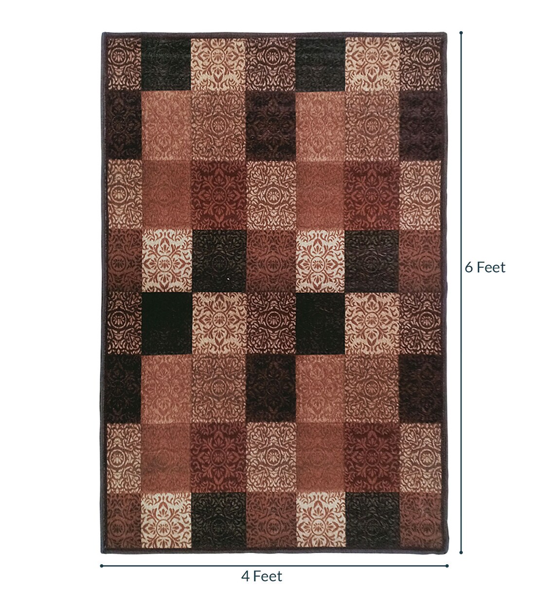 Buy Brown Nylon Geometrical 4 x 6 Feet Machine Made Carpet by Status Online Geometric Carpets