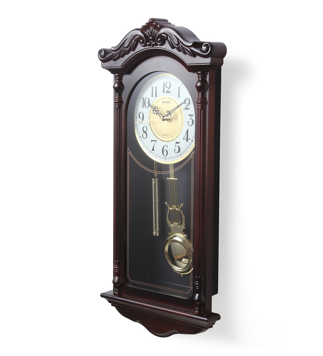Buy Brown Plastic Analog Pendulum Wall Clock by Zahab Online Pendulum