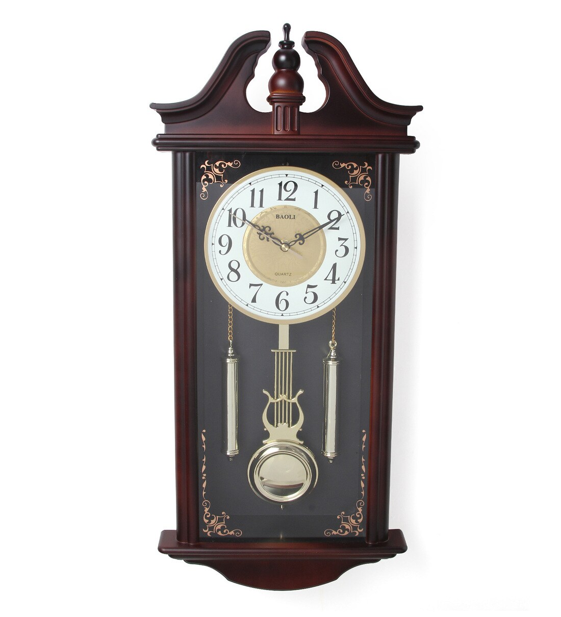 Buy Brown Plastic Analog Pendulum Wall Clock by Zahab Online Pendulum