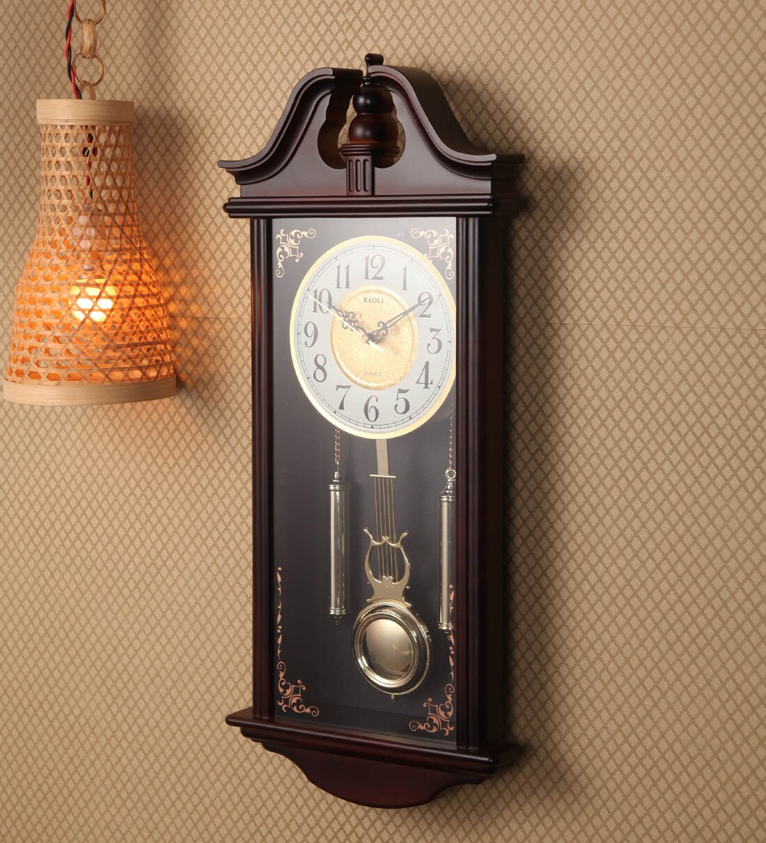 Buy Brown Plastic Analog Pendulum Wall Clock by Zahab at 44 OFF by
