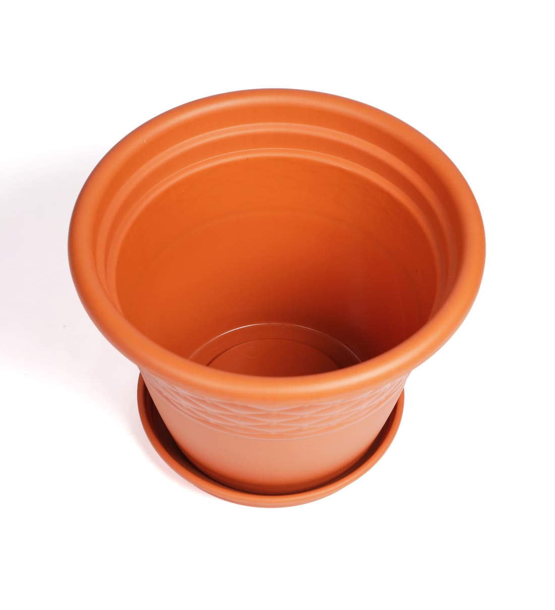 Buy Brown Plastic Heavy Duty Planter Pots with Bottom Tray Set of 6