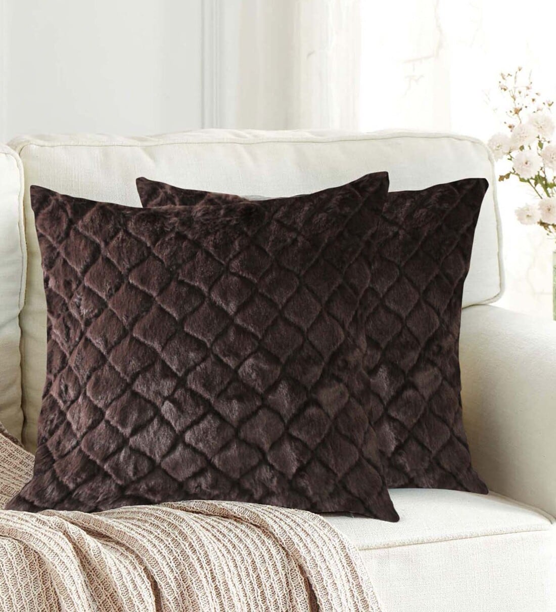 Buy Brown Polyester 16x16 inches Cushion Covers (Set of 2) by Luxe Home