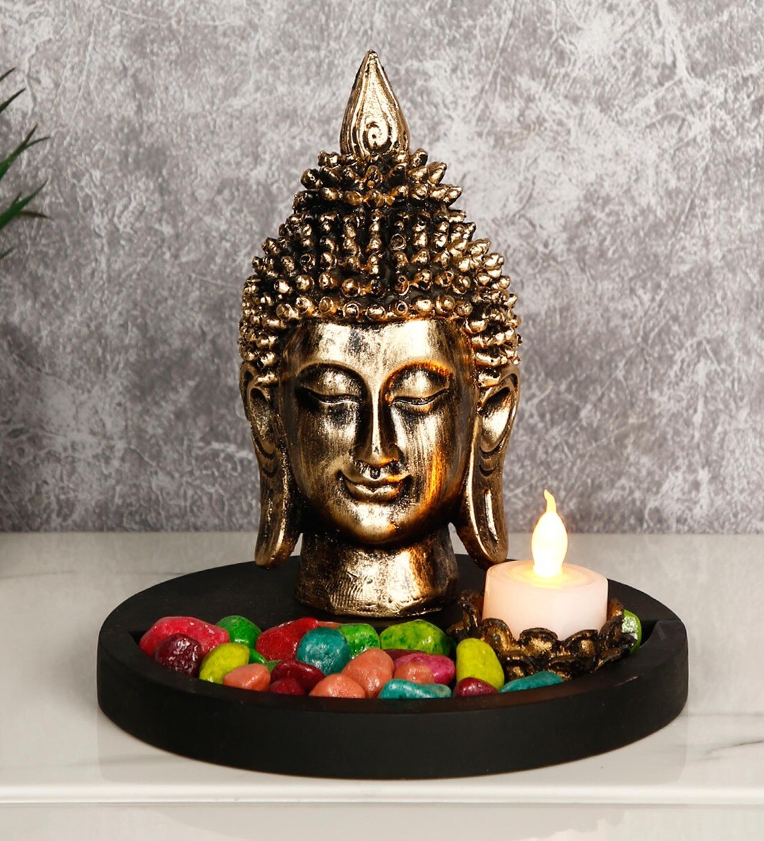 Buy Brown Polyresin 8 Inch Buddha Face Idol By Craftvatika at 50% OFF ...