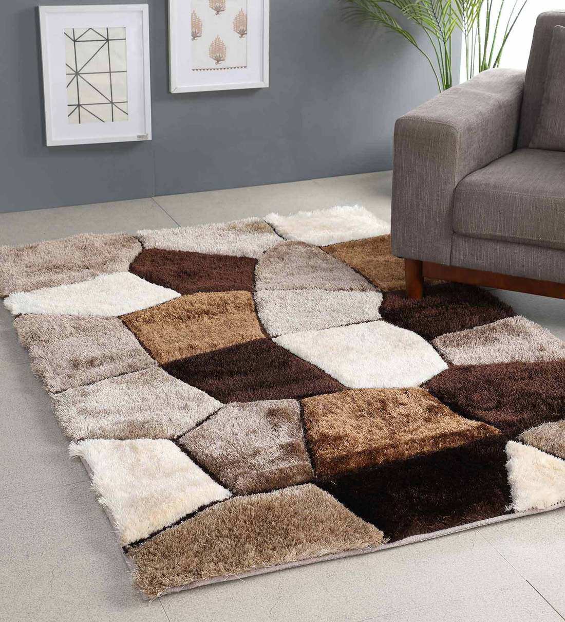 Buy Abstract Pattern Polyester Shaggy 4 X 6 Feet Carpet - Bohemiana By ...