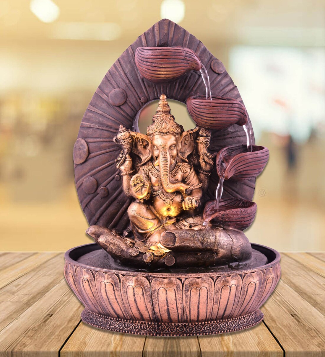 Buy Brown Polystone Great Lord Ganesha 4 Steps Water Fountain By The