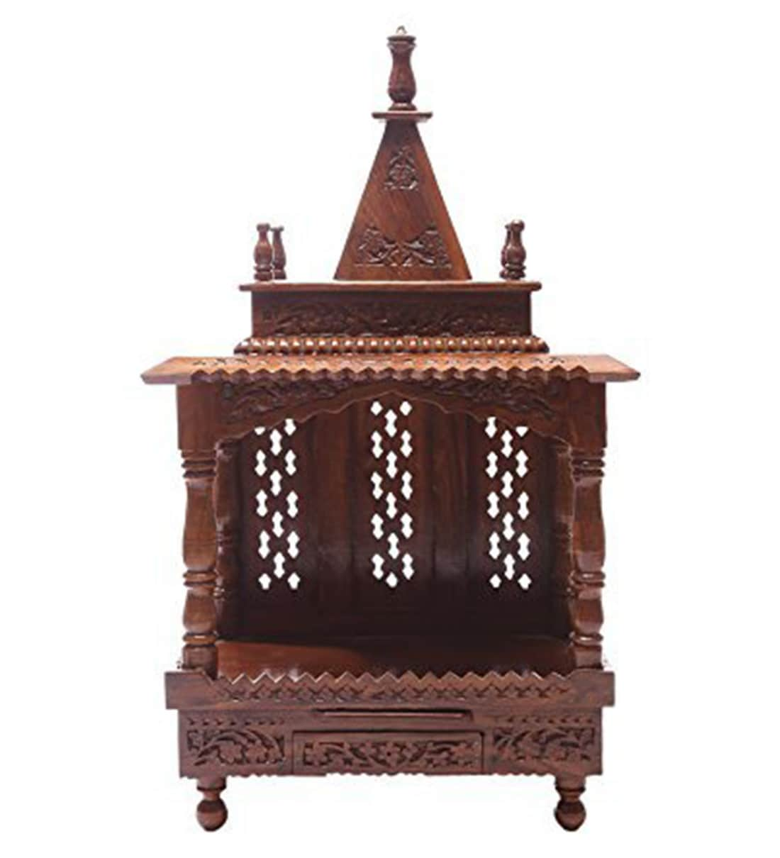 Buy Brown Sheesham Wood Pooja Mandir Without Door By Aarsun Woods At ...