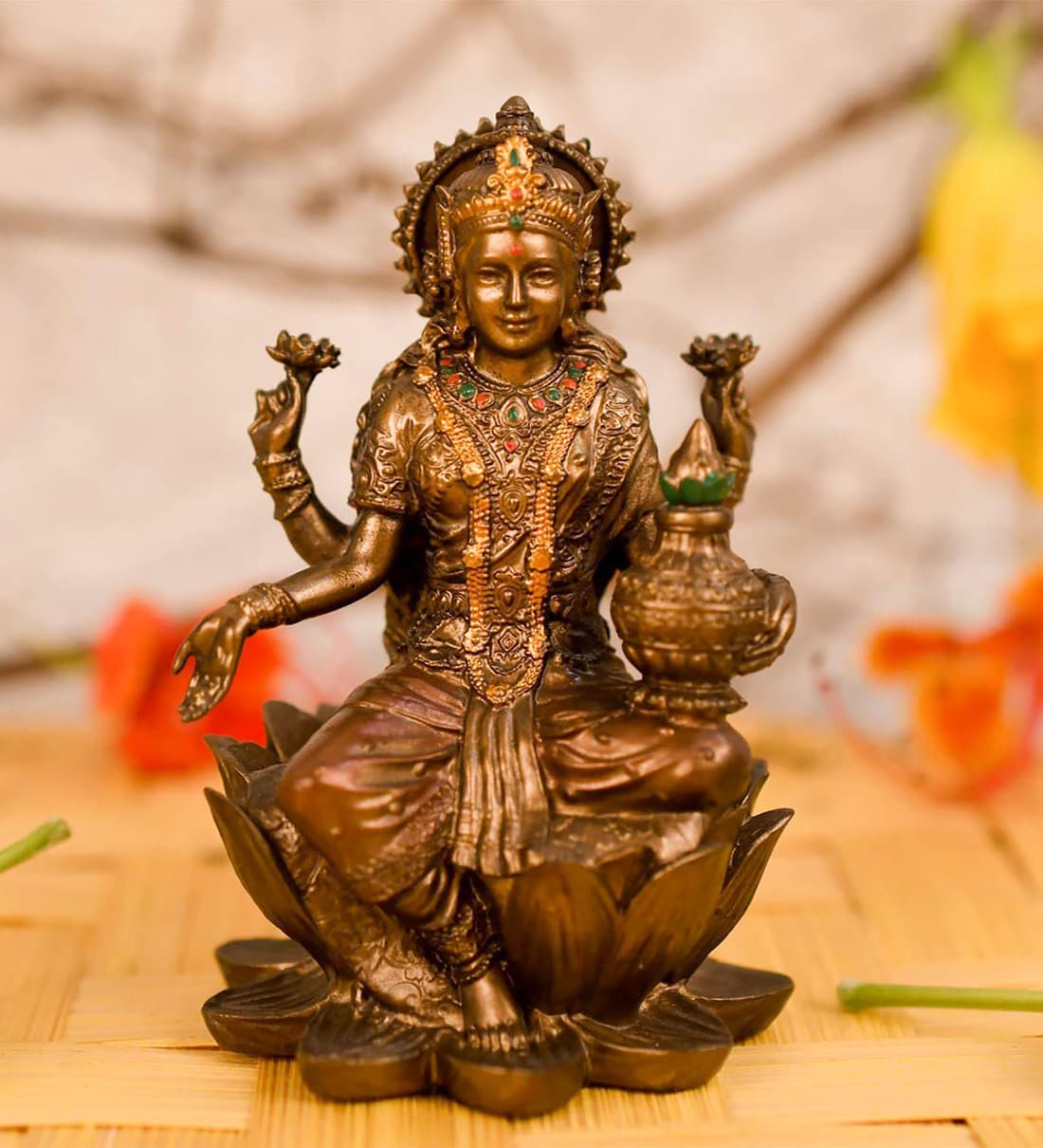 Buy Brown Resin Goddess Lakshmi Idol Hindu Laxmi Statue By Craftvatika Online Other Dieties 5226
