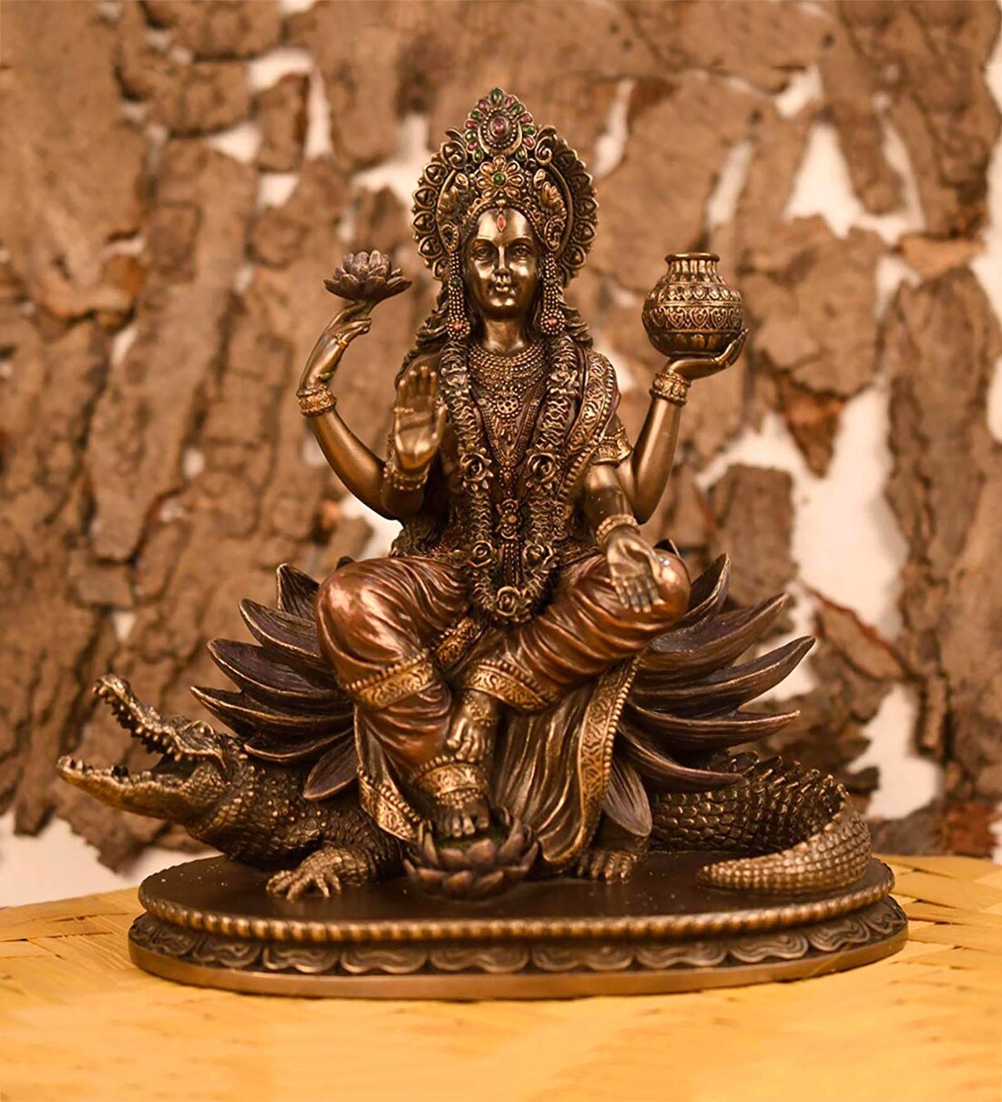 Buy Brown Resin Spiritual Goddess Ganga Devi Idol by CraftVatika Online ...