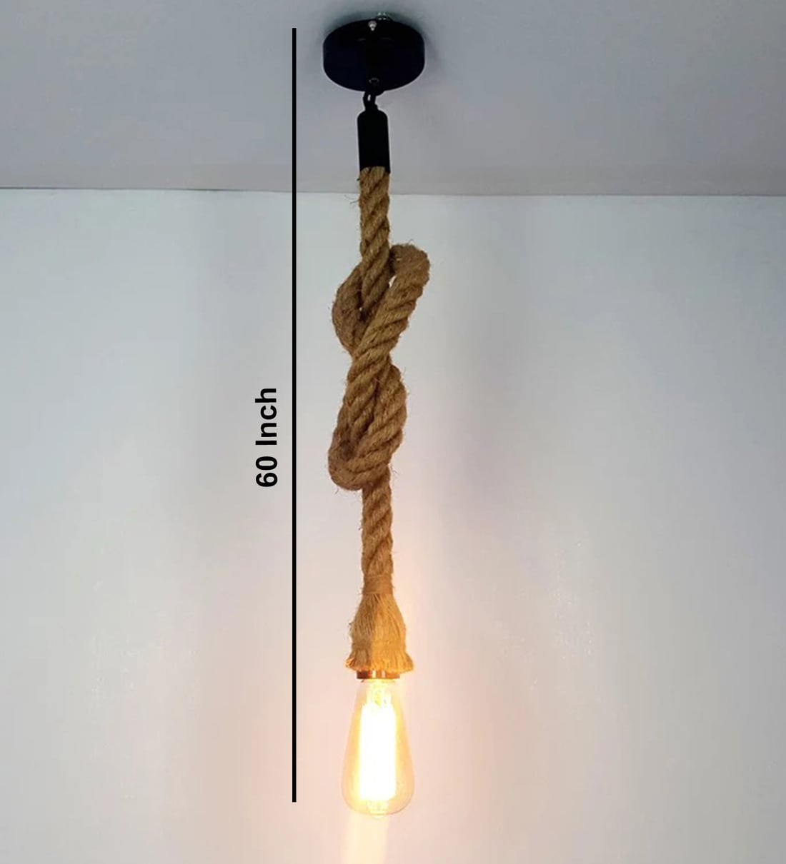 Buy Retro Brown Rope Single Hanging Light by Smartway Lighting Online