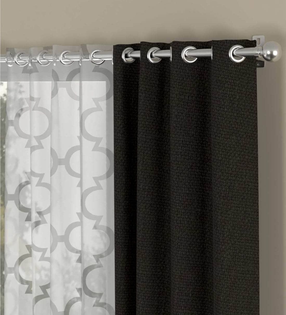 Buy Brown Semisheer Cotton 7 Feet Eyelet Set Of 4 Curtains Online