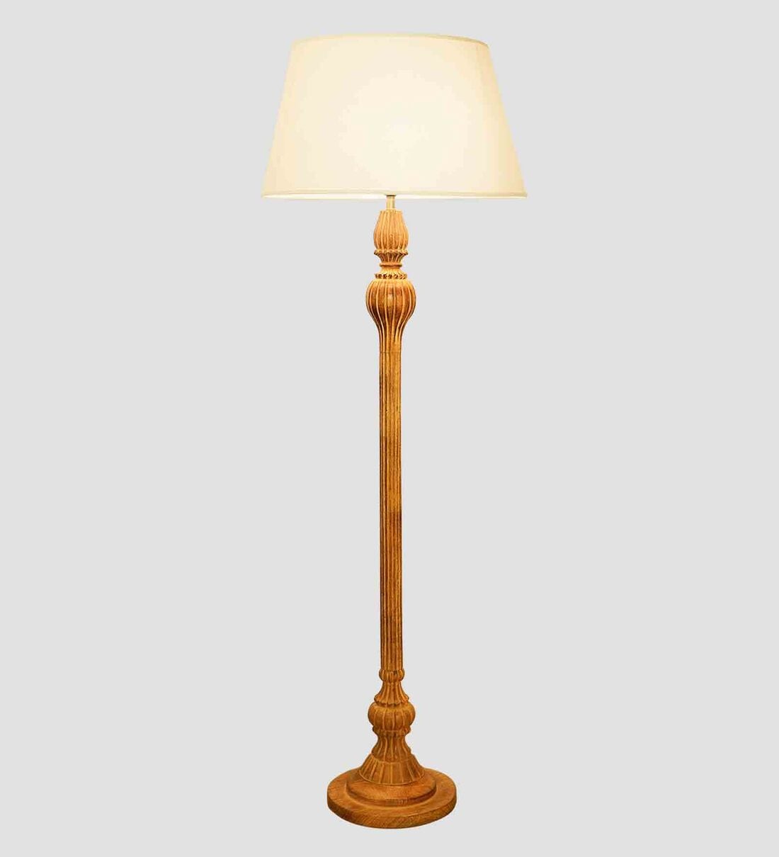 Buy Brown Shade Floor Lamp With Wood Base By Kapoor E Illuminations Online Club Floor Lamps