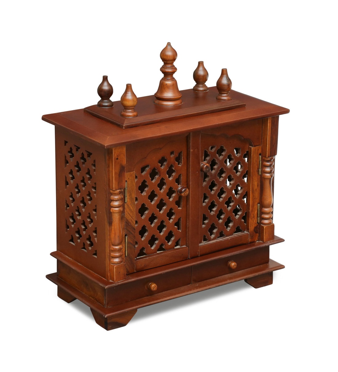Buy Brown Sheesham Wood & MDF Pooja Mandir With Door By D Dass Online