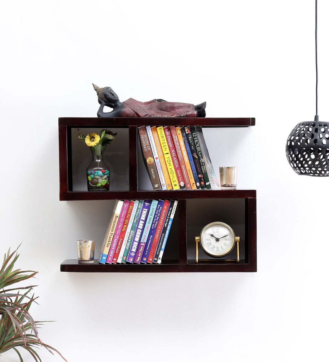Buy Sheesham Wood Floating Wall Shelf in Brown Colour Woodsworth By