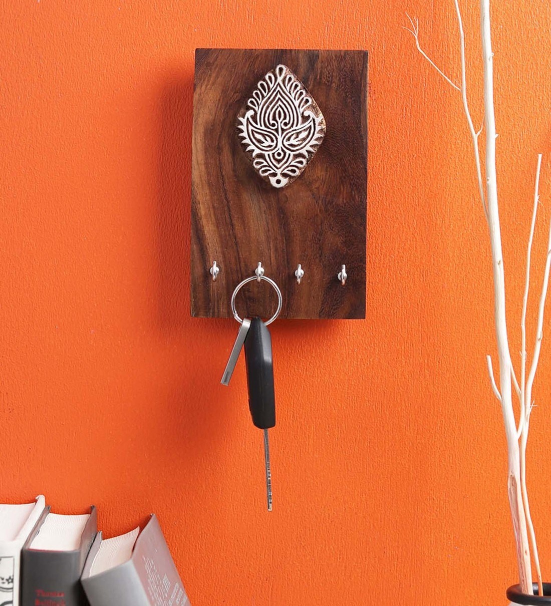 Buy Brown Sheesham Wooden Block Ethnic Key Holder by VarEesha Online