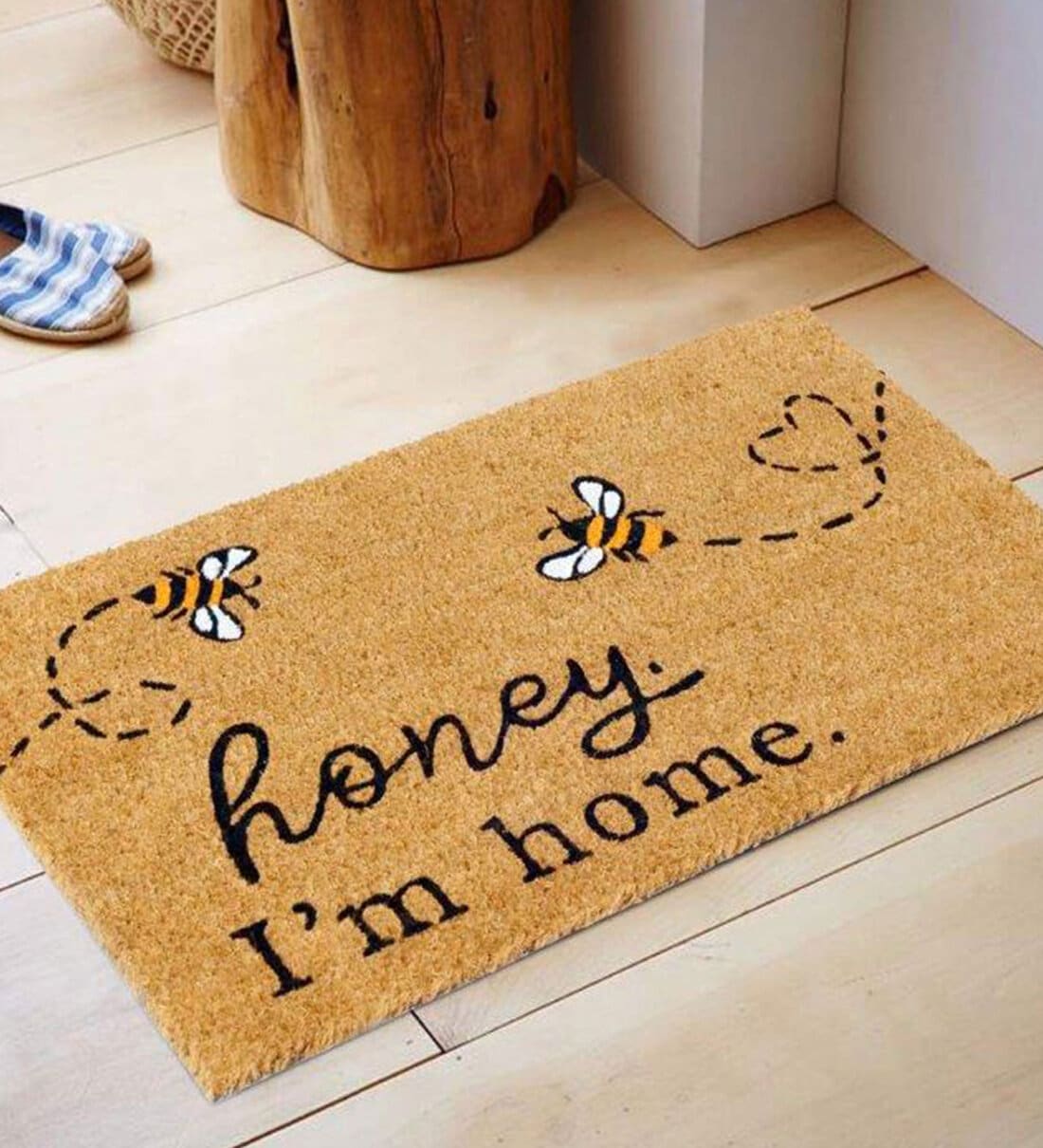 Buy Brown Slogan Coir 48 x 16 Inches Anti Skid Door Mat by Onlymat