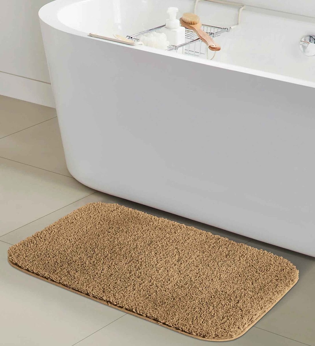 Buy Brown Polyester AntiSkid Bath Mats 32 x 20 inches by Lushomes