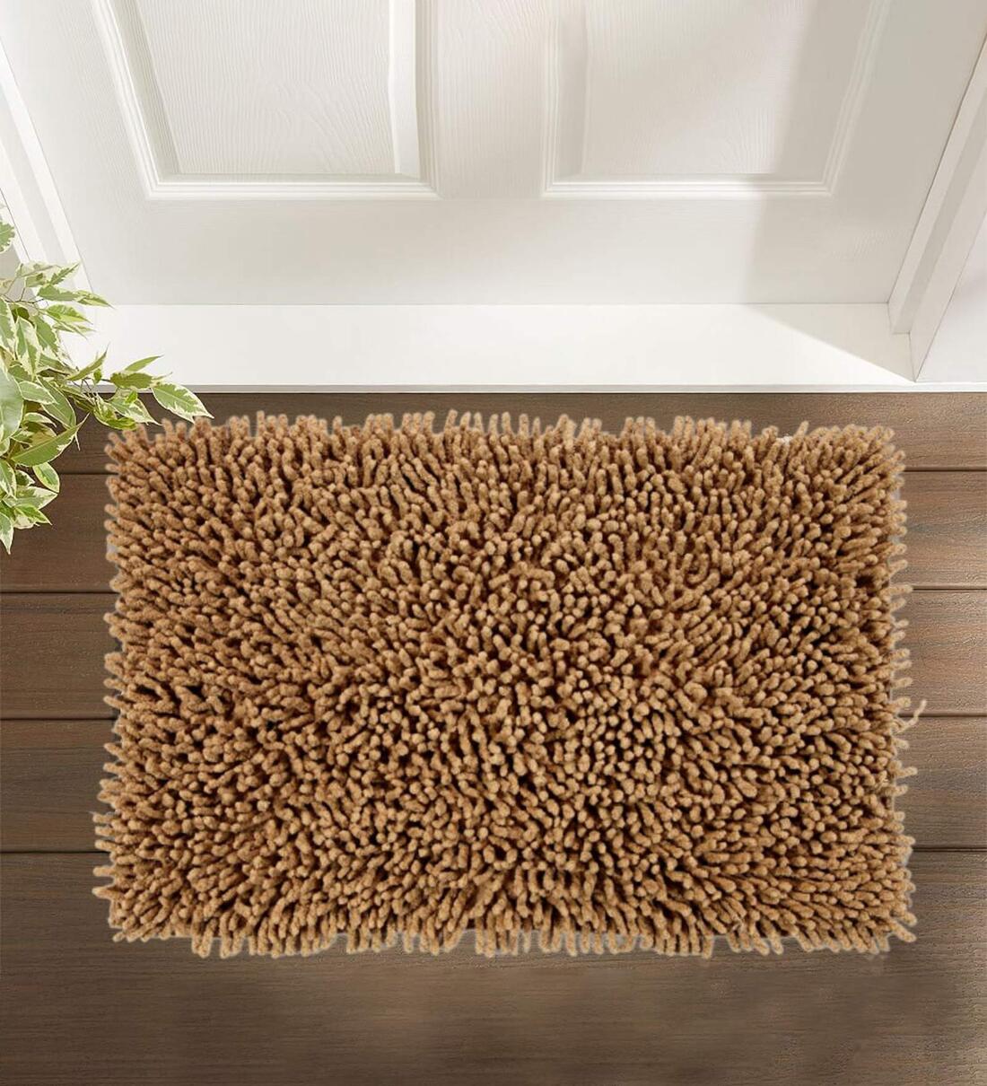Brown Solid Cotton 24x 16 Inches Max Absorbent Bath Mat