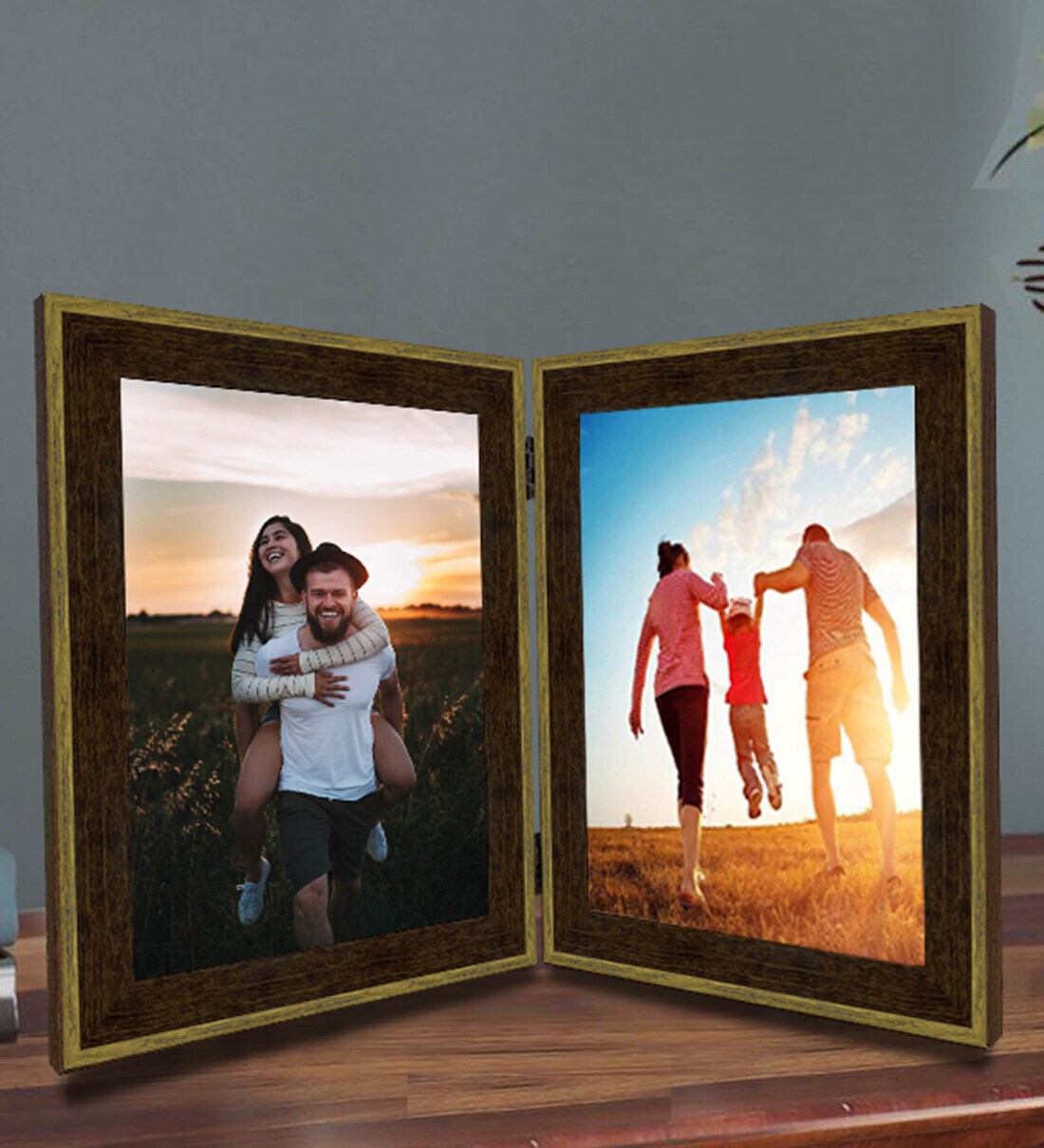 Buy Brown Synthetic Wood Table Top , Set Of 2 Photo Frame at 26 OFF by