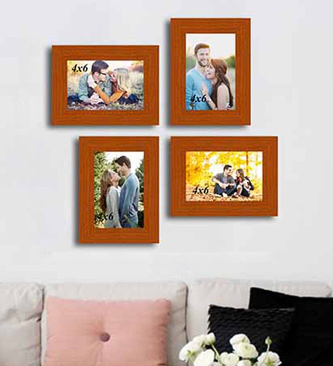 Buy Brown Synthetic Wood wall photo frame set of 4 By Art Street Online