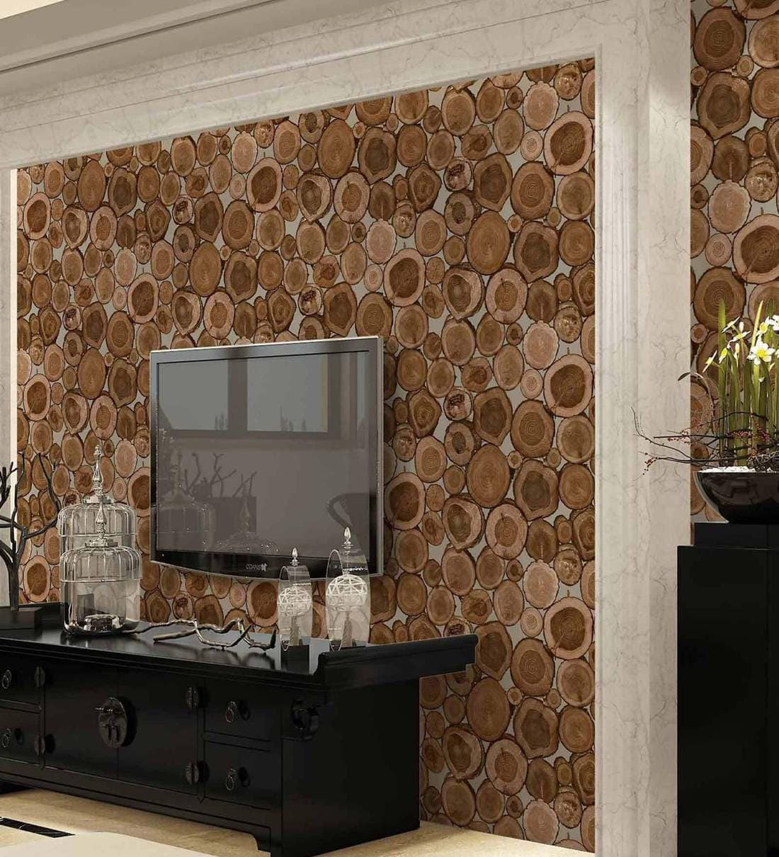 Buy Brown Vinyl Pattern & Textures Wallpaper by Konark Decor Online