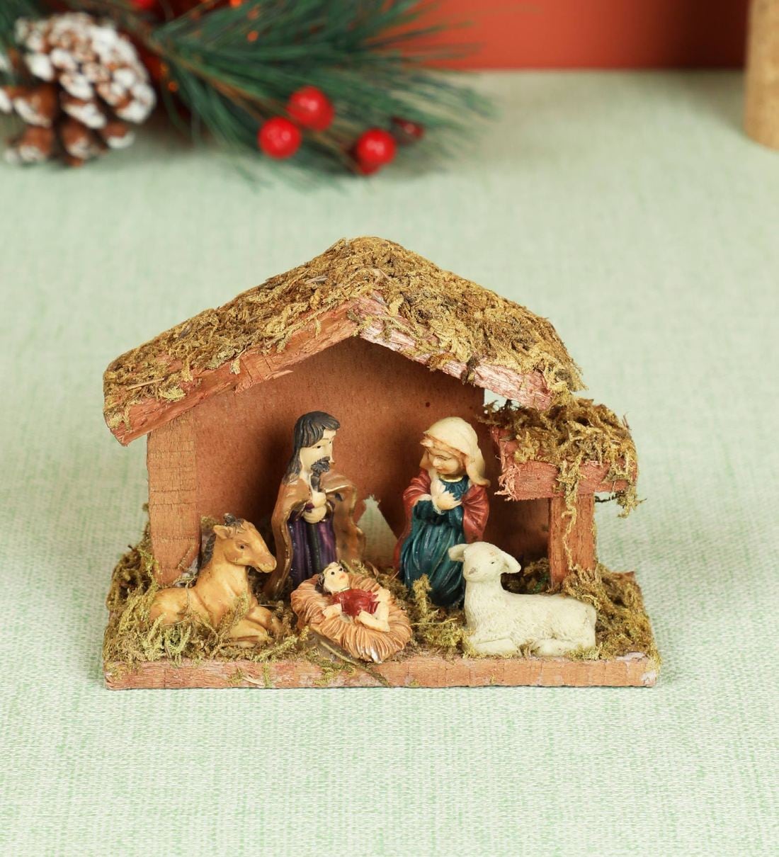 Buy Brown Wood Christmas Nativity Crib Set By Itiha Online Christmas Decorations Spiritual Home Decor Pepperfry Product