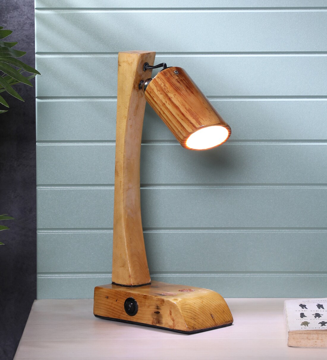 wooden study table lamp