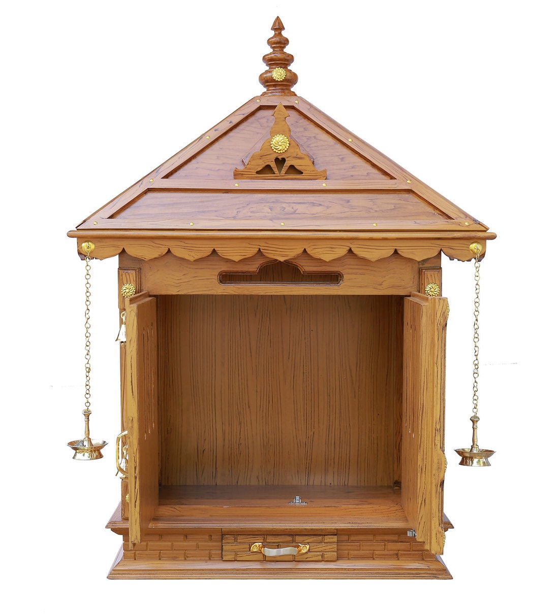 Buy Brown Teak Wood Wall Hanging / Floor Rested Kerala Style Mandir By