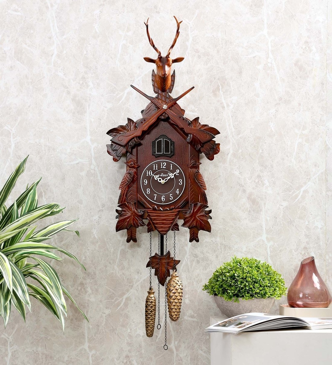 Buy Brown Wooden Abstract Shape Cuckoo Clock By Kaiser Online Cuckoo
