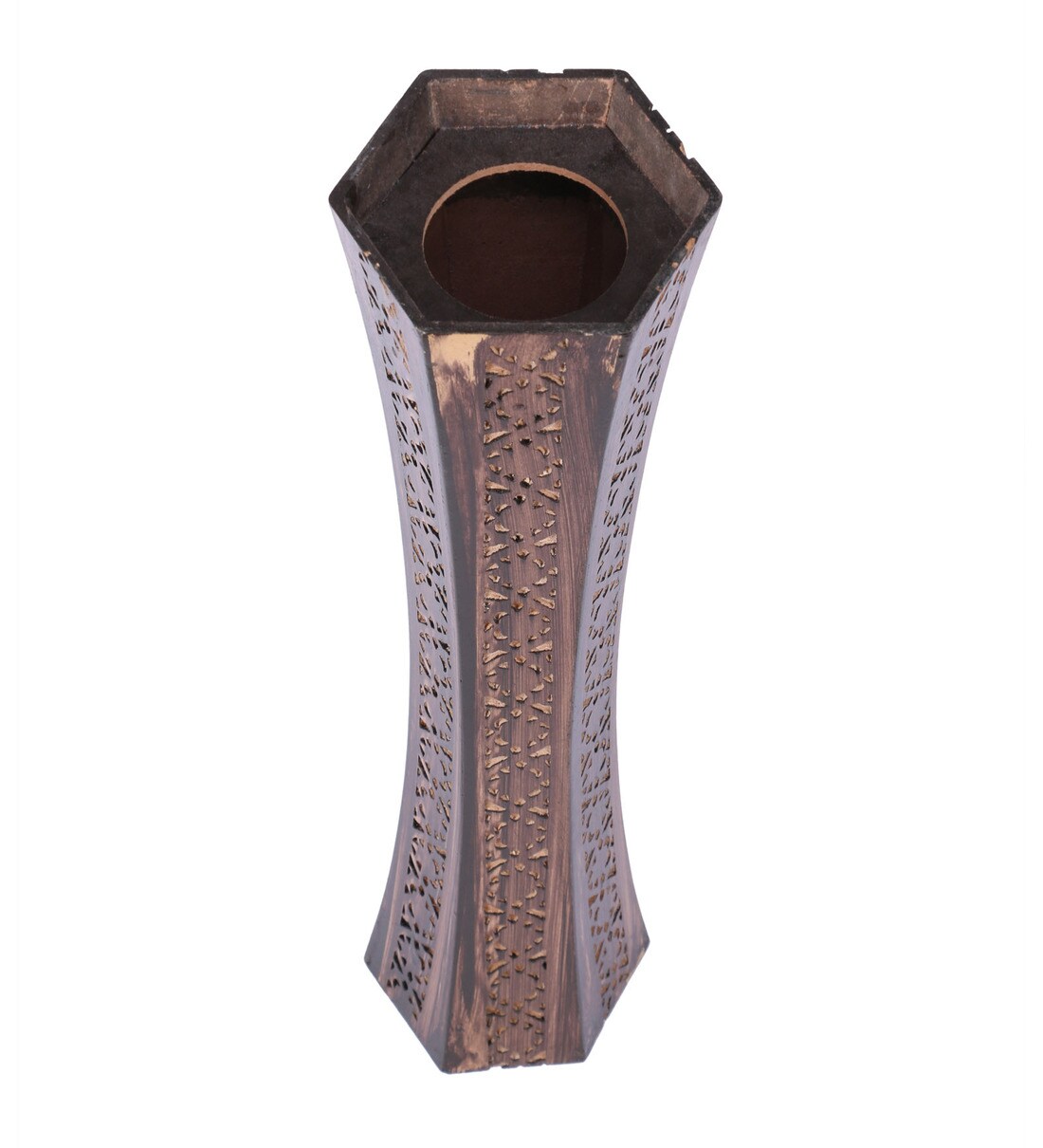 Buy Brown Decorative Wooden Vase by Ethnic Karigari Online Modern and
