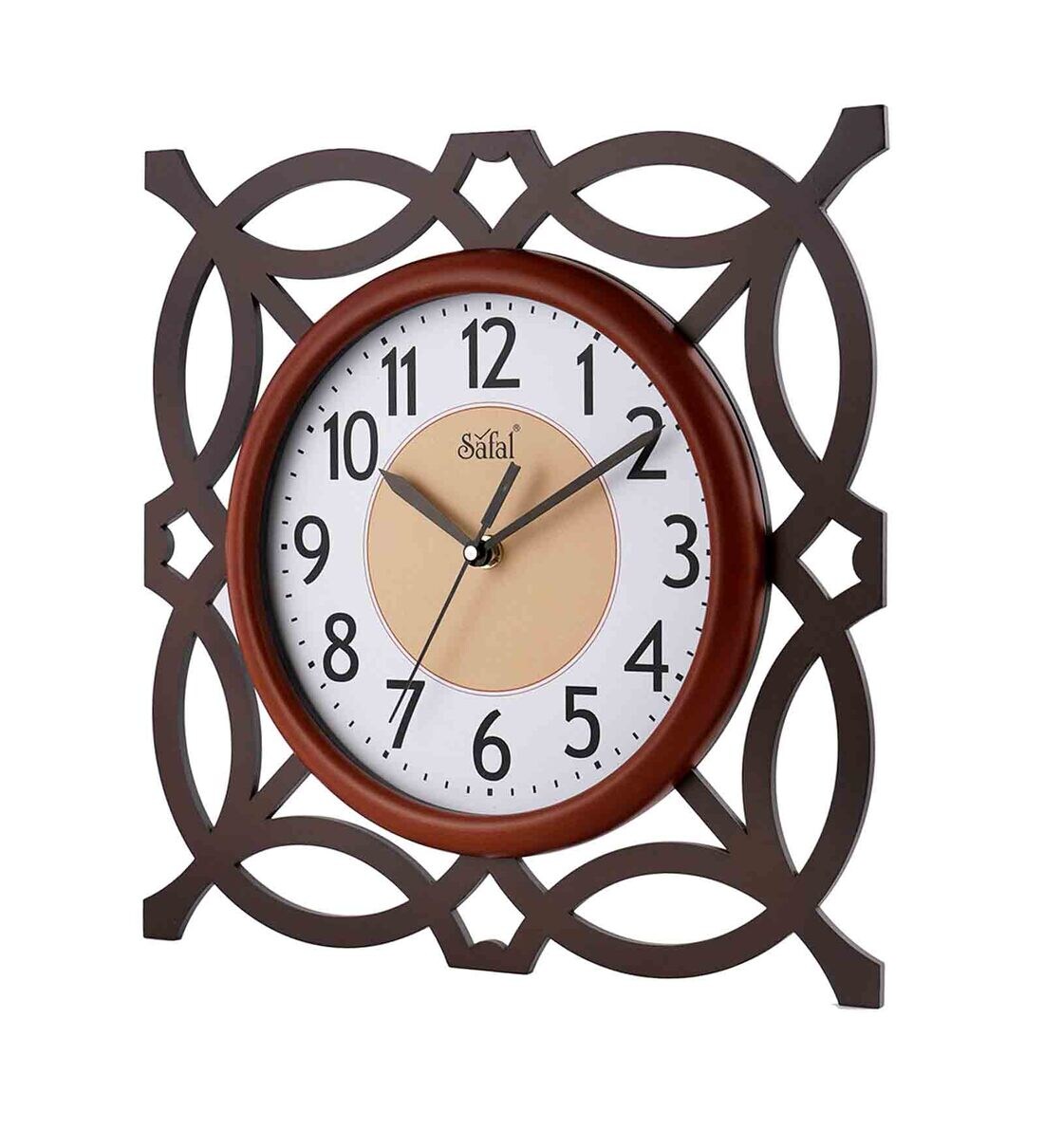 Buy Brown Wooden Silent Sweep Mechanism Wall Clock By Safal Quartz